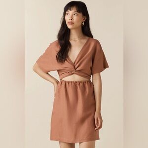 Vetta The Convertible Wrap Mini linen blend Dress in new clay